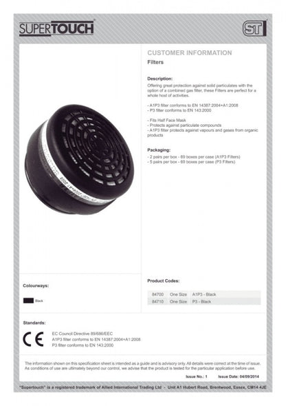 Supertouch A1P3 Replacement Mask Filters
