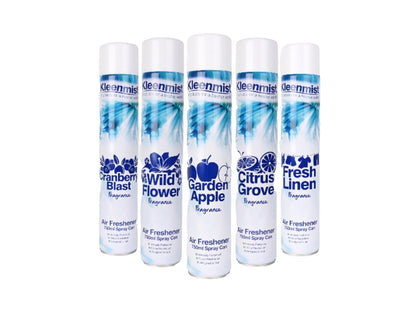 Kleenmist Air Freshener 750ml Aerosol - Cranberry, Citrus Grove, Fresh Linen & Wild Flower